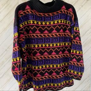 VINTAGE 80s Croquet Club Geometric Sweater